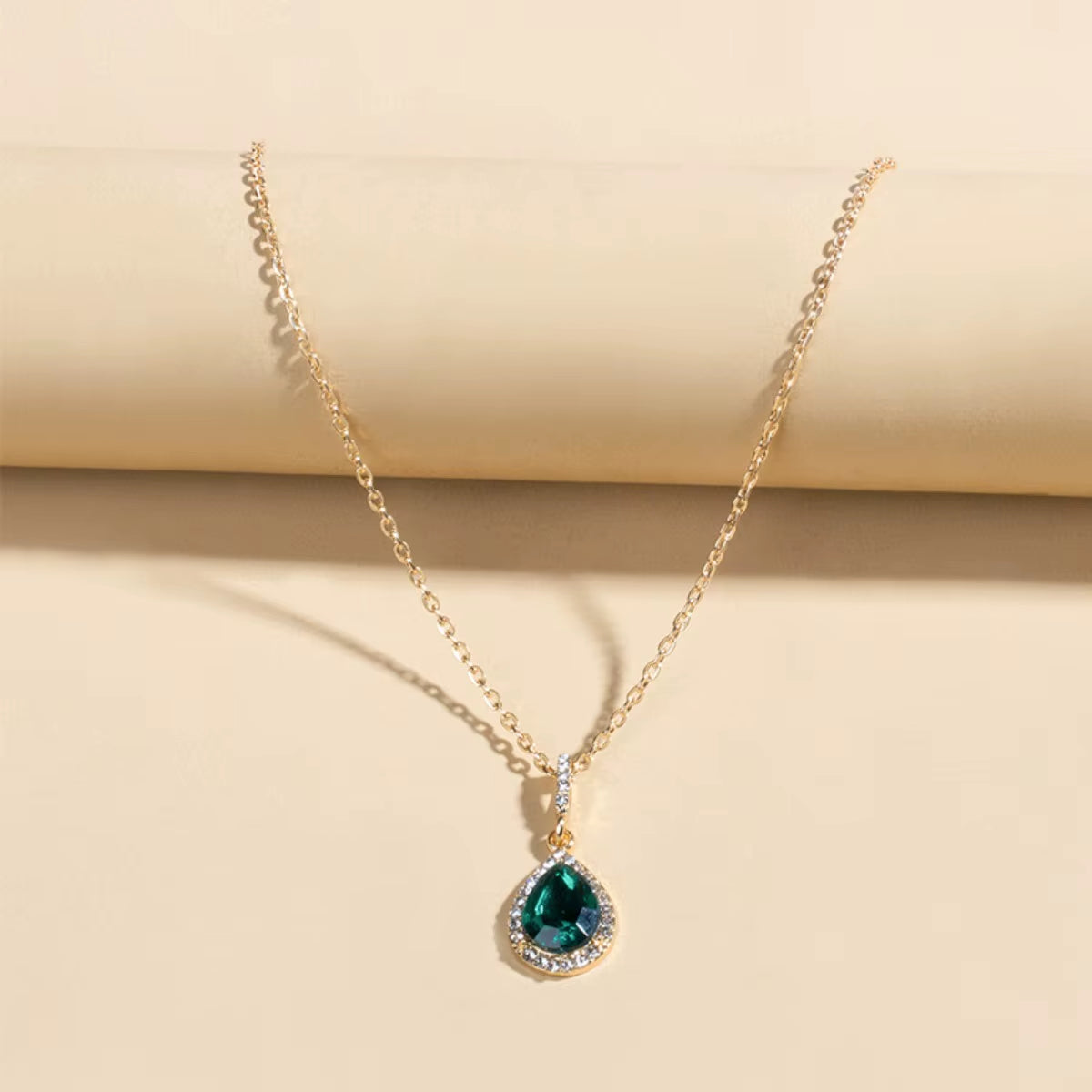 Zircon Drop Pendant Necklaces, Stainless Steel Gold Color Necklace Women, Luxury Style Jewelry Accessories Chain Banquet