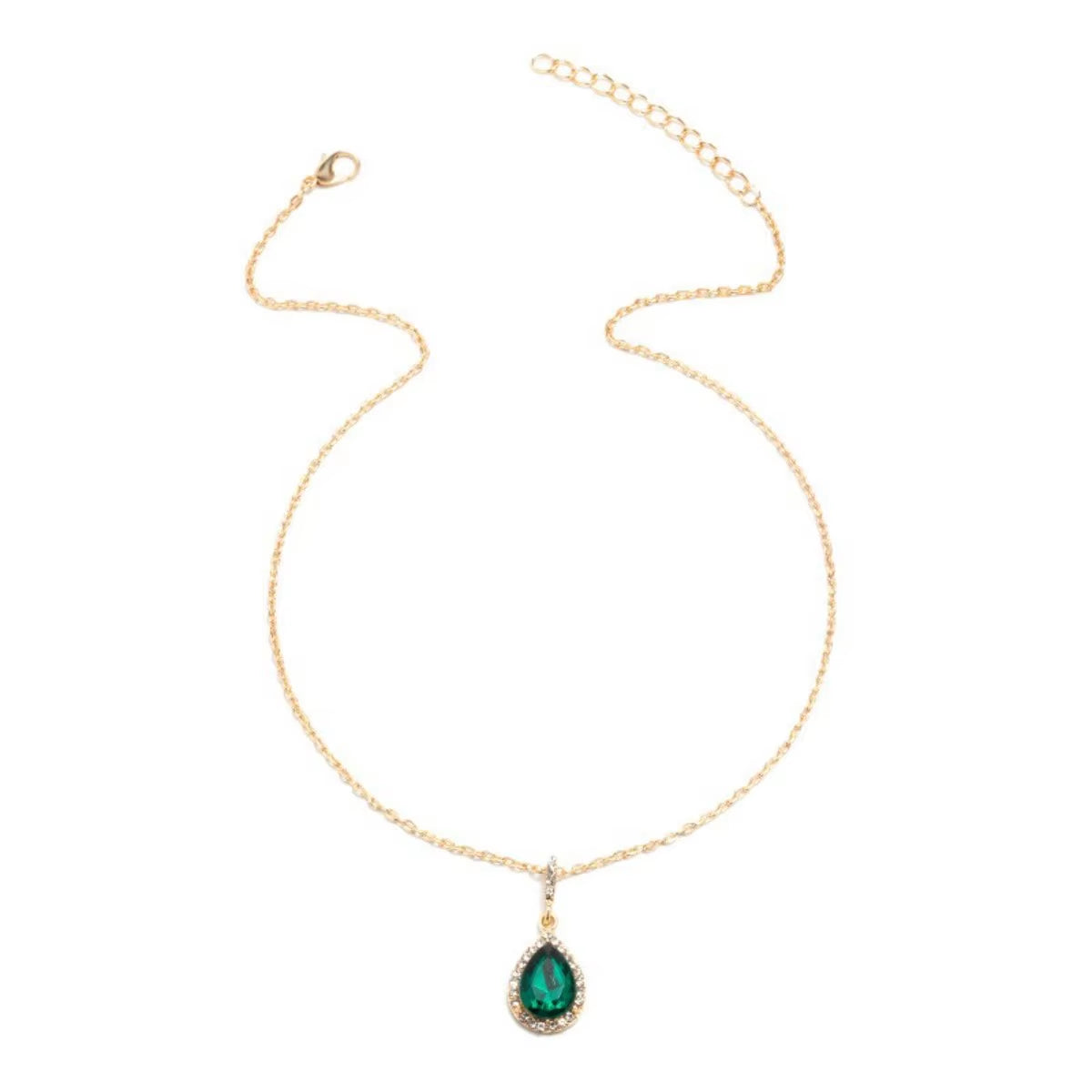 Zircon Drop Pendant Necklaces, Stainless Steel Gold Color Necklace Women, Luxury Style Jewelry Accessories Chain Banquet
