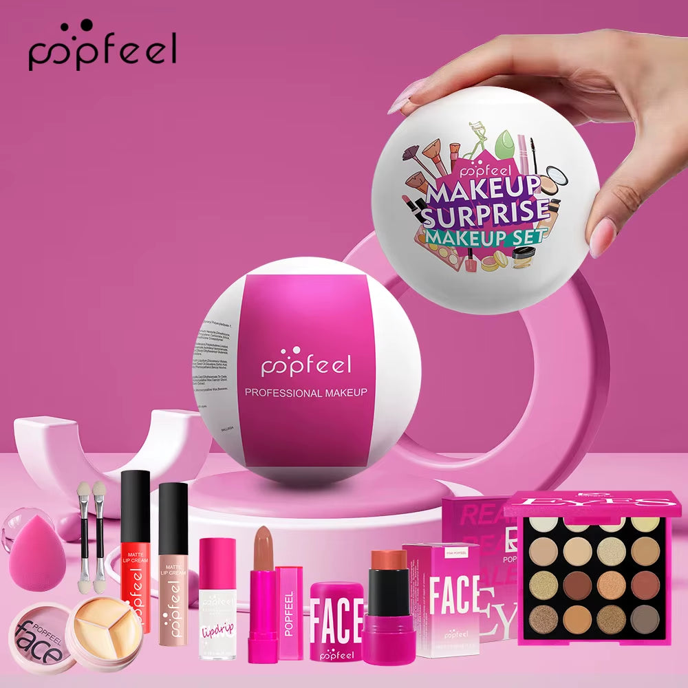POPFEEL 10-Piece Surprise Makeup Ball Set - Perfect Cosmetic Gift Set for Holidays, and Birthday Celebrations - Fun Variety
