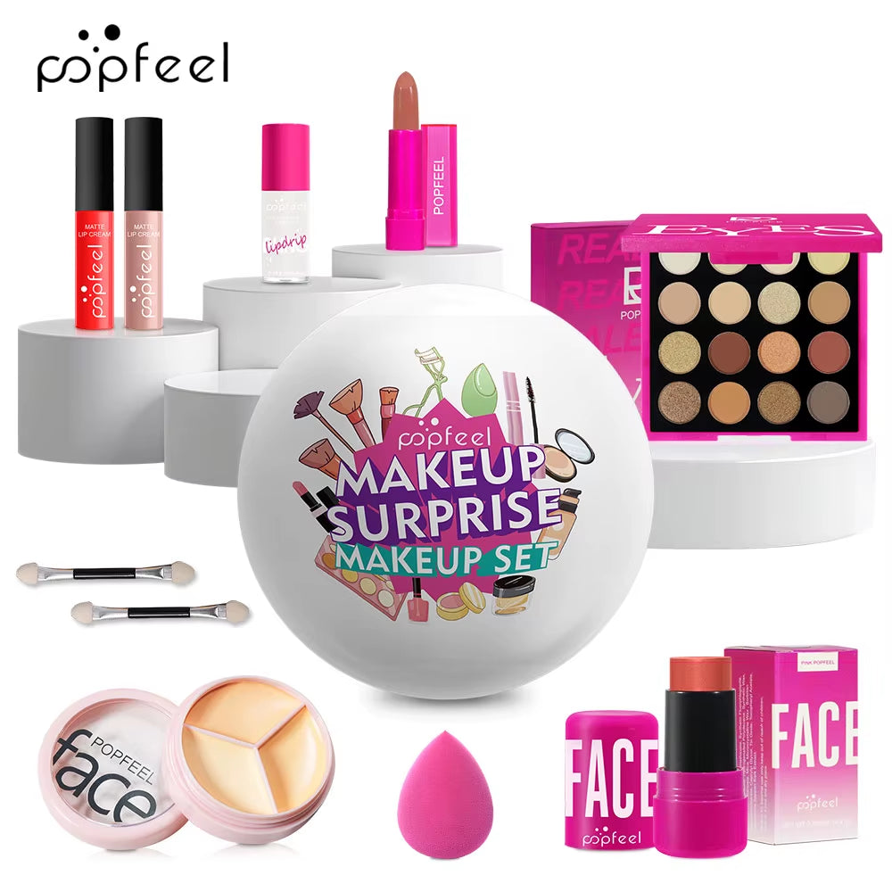 POPFEEL 10-Piece Surprise Makeup Ball Set - Perfect Cosmetic Gift Set for Holidays, and Birthday Celebrations - Fun Variety