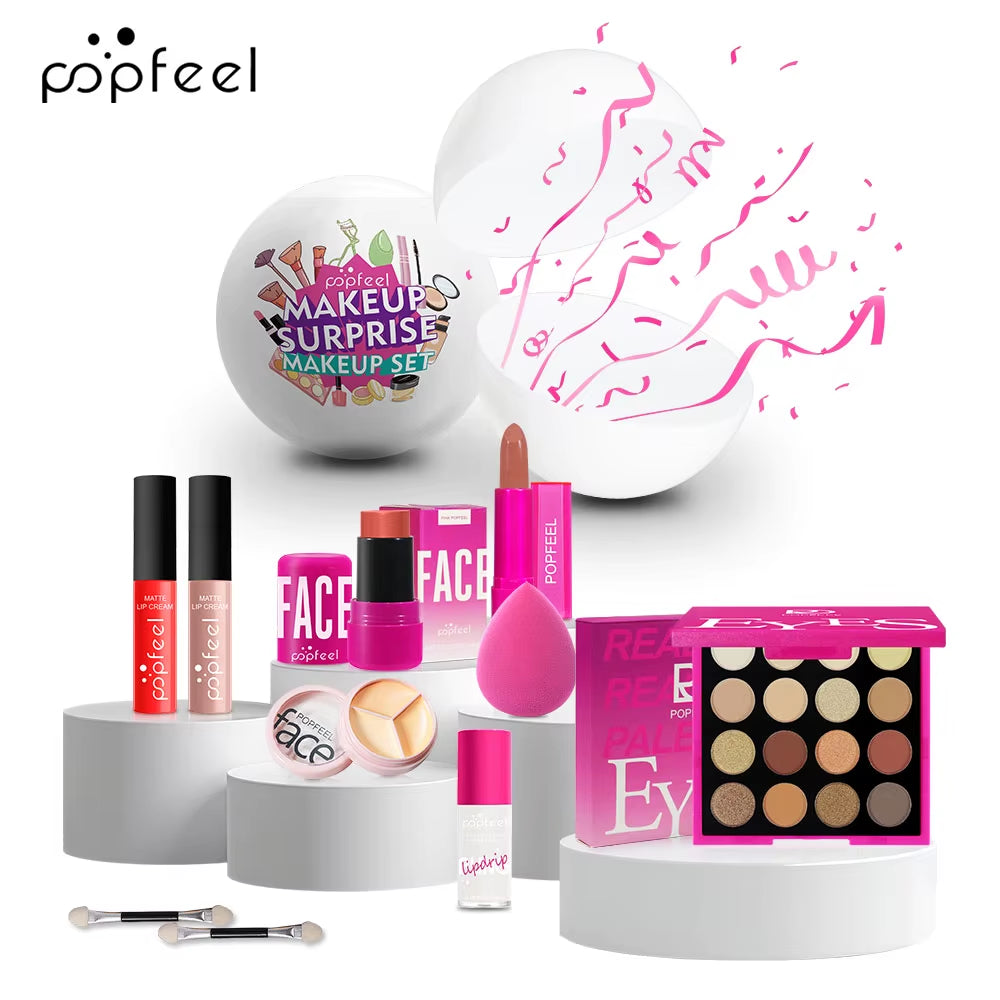 POPFEEL 10-Piece Surprise Makeup Ball Set - Perfect Cosmetic Gift Set for Holidays, and Birthday Celebrations - Fun Variety