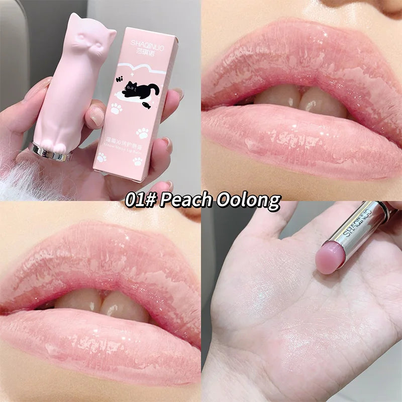 SHAQINUO Meowoqinqin Moisturizing Color Lip Balm, Anti-Dryness and Crack Fade Lip Lines Student Moisturizing Lipstick