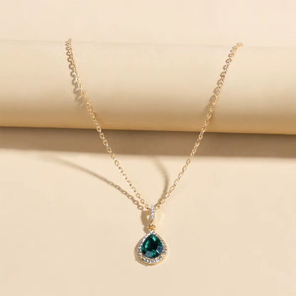 Zircon Drop Pendant Necklaces, Stainless Steel Gold Color Necklace Women, Luxury Style Jewelry Accessories Chain Banquet