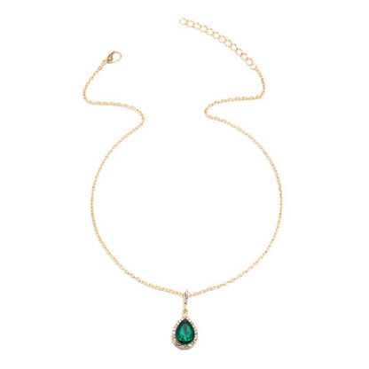 Zircon Drop Pendant Necklaces, Stainless Steel Gold Color Necklace Women, Luxury Style Jewelry Accessories Chain Banquet