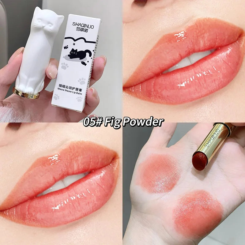 SHAQINUO Meowoqinqin Moisturizing Color Lip Balm, Anti-Dryness and Crack Fade Lip Lines Student Moisturizing Lipstick