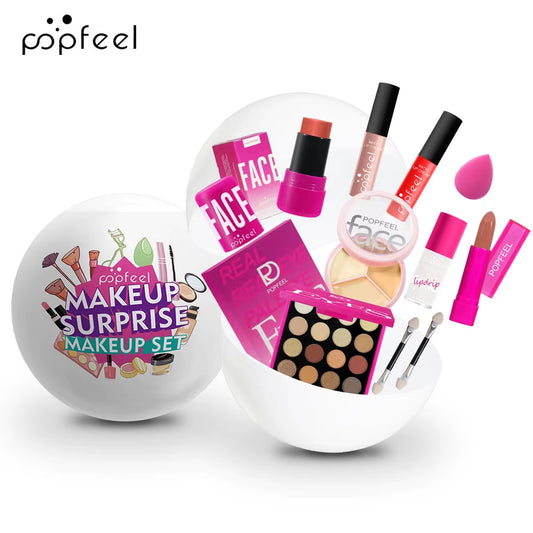 POPFEEL 10-Piece Surprise Makeup Ball Set - Perfect Cosmetic Gift Set for Holidays, and Birthday Celebrations - Fun Variety