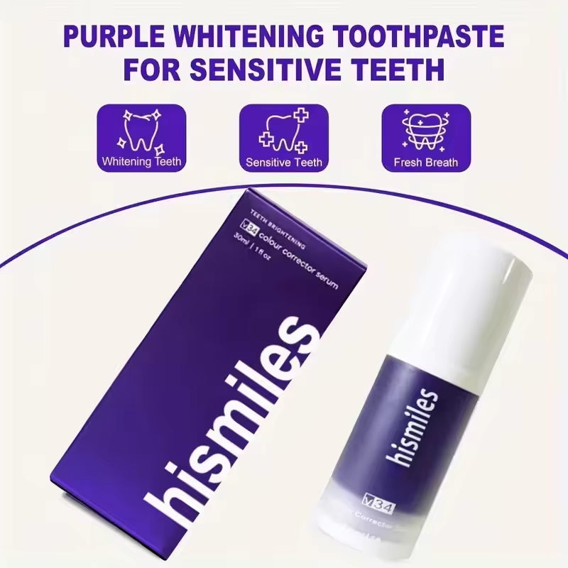 Purple Whitening Toothpaste 30Ml Deep Cleaning Stain Removal Dentifrice Freshing Breath Oral Care Essentials for Home Daily Life