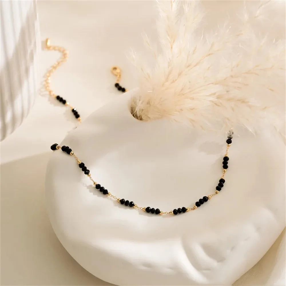 Black Beaded Necklace Dainty Black Charm Necklace Dainty Boho Style Jewellery Beaded Choker Layering Necklaces Minimalist New