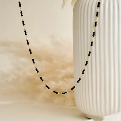 Black Beaded Necklace Dainty Black Charm Necklace Dainty Boho Style Jewellery Beaded Choker Layering Necklaces Minimalist New
