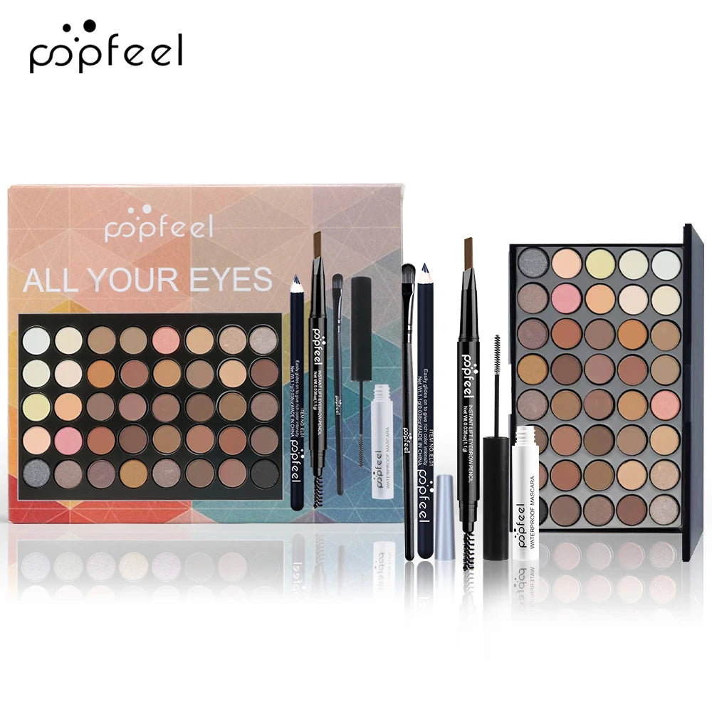 POPFEEL Eye Makeup Set, Eyeshadow Palette, Eyeliner, Mascara, Eyebrow Pencil, Makeup Tool Set Box, Gifts for Women