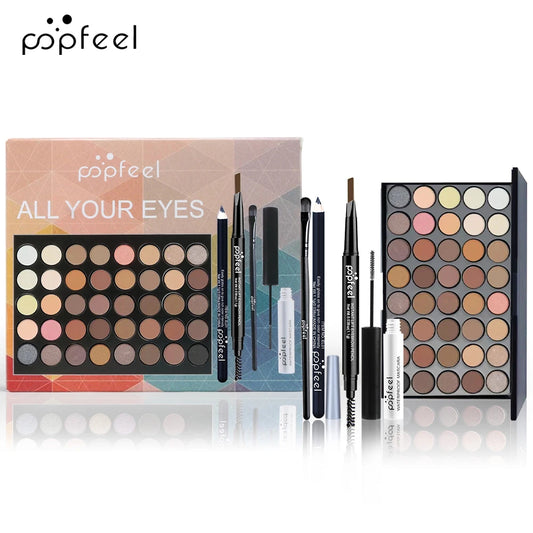 POPFEEL Eye Makeup Set, Eyeshadow Palette, Eyeliner, Mascara, Eyebrow Pencil, Makeup Tool Set Box, Gifts for Women