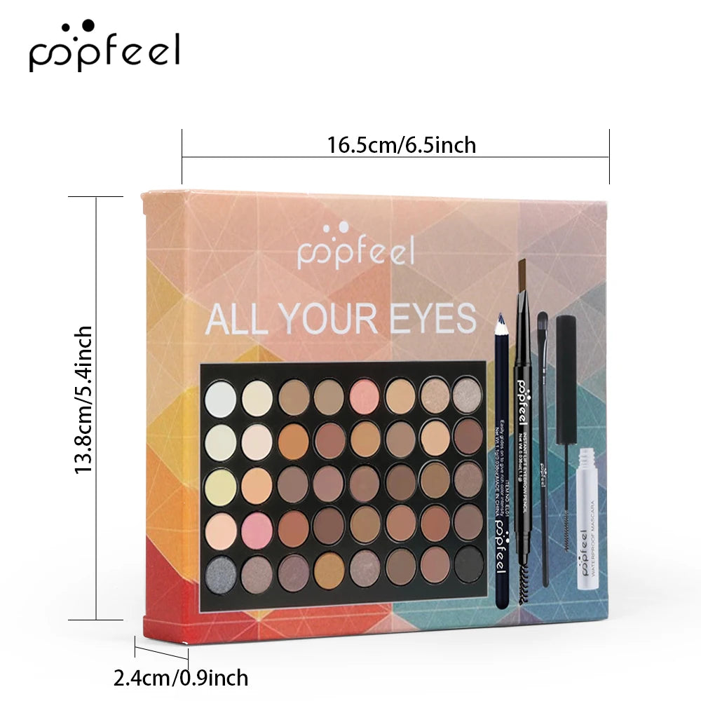 POPFEEL Eye Makeup Set, Eyeshadow Palette, Eyeliner, Mascara, Eyebrow Pencil, Makeup Tool Set Box, Gifts for Women