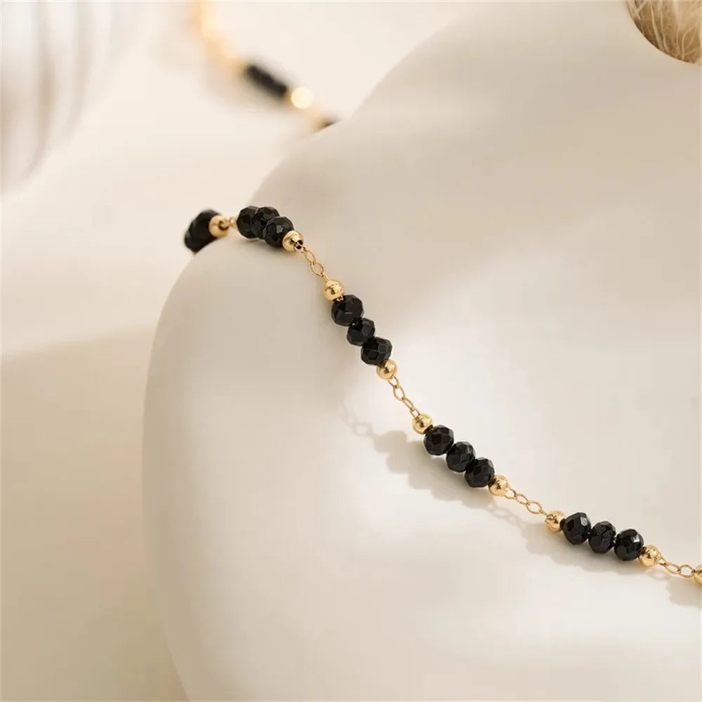 Black Beaded Necklace Dainty Black Charm Necklace Dainty Boho Style Jewellery Beaded Choker Layering Necklaces Minimalist New