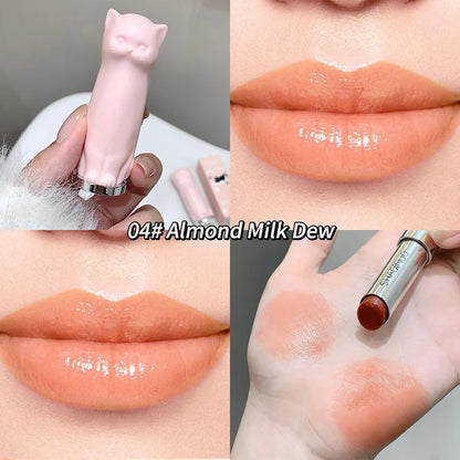 SHAQINUO Meowoqinqin Moisturizing Color Lip Balm, Anti-Dryness and Crack Fade Lip Lines Student Moisturizing Lipstick