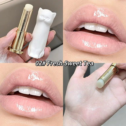 SHAQINUO Meowoqinqin Moisturizing Color Lip Balm, Anti-Dryness and Crack Fade Lip Lines Student Moisturizing Lipstick