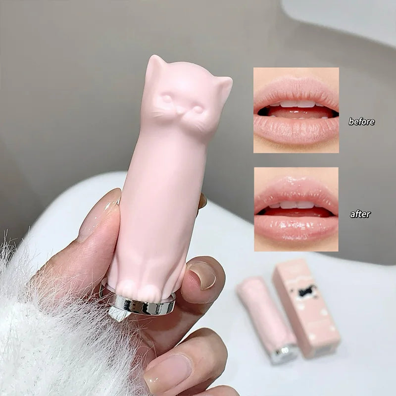 SHAQINUO Meowoqinqin Moisturizing Color Lip Balm, Anti-Dryness and Crack Fade Lip Lines Student Moisturizing Lipstick