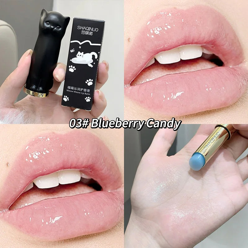 SHAQINUO Meowoqinqin Moisturizing Color Lip Balm, Anti-Dryness and Crack Fade Lip Lines Student Moisturizing Lipstick