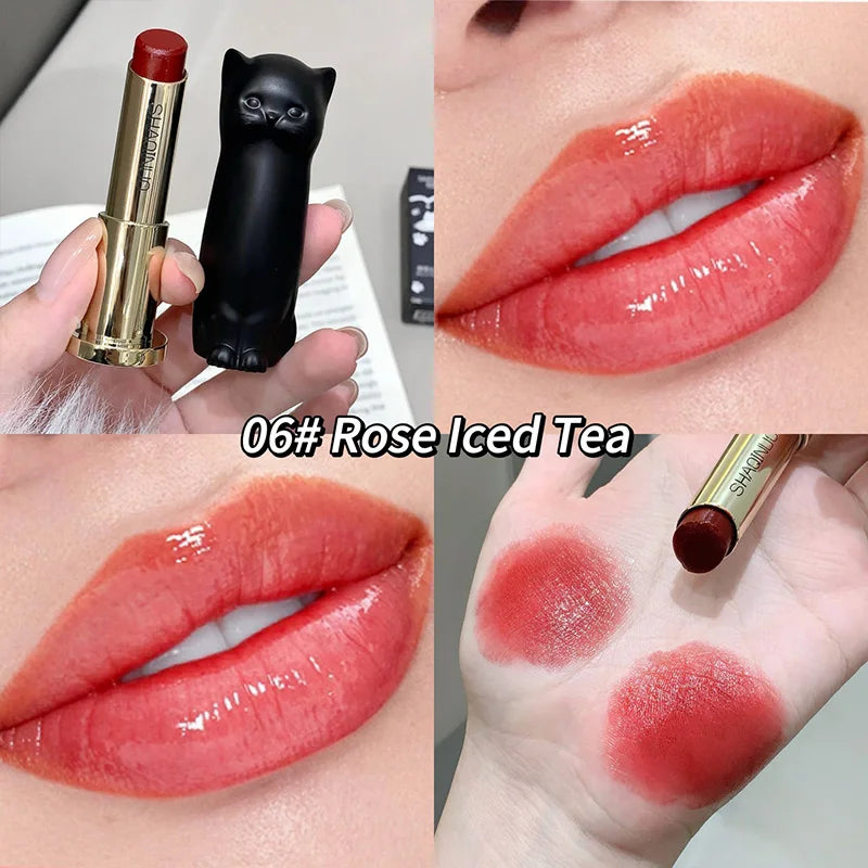 SHAQINUO Meowoqinqin Moisturizing Color Lip Balm, Anti-Dryness and Crack Fade Lip Lines Student Moisturizing Lipstick