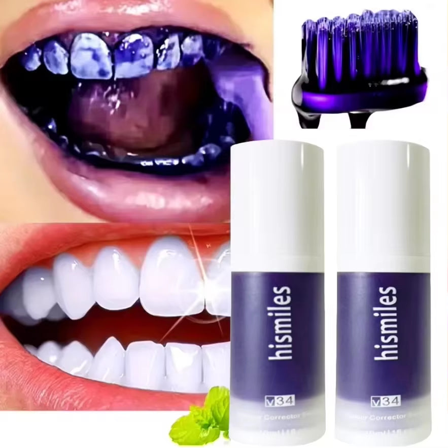 Purple Whitening Toothpaste 30Ml Deep Cleaning Stain Removal Dentifrice Freshing Breath Oral Care Essentials for Home Daily Life